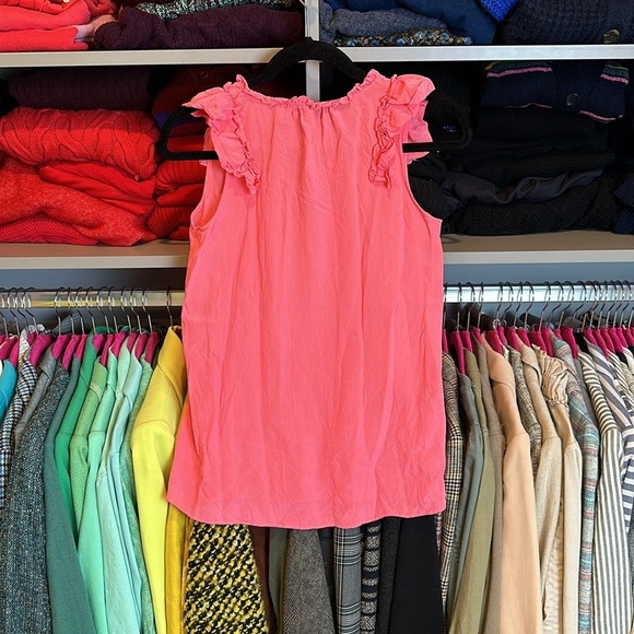 J Crew salmon v neck sleeveless ruffled v neck top size 0 - Picture 3 of 3